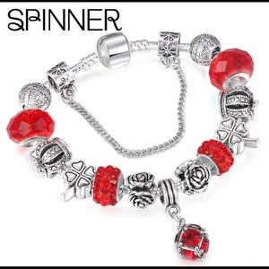 European Style Vintage Silver Charm Bracelet